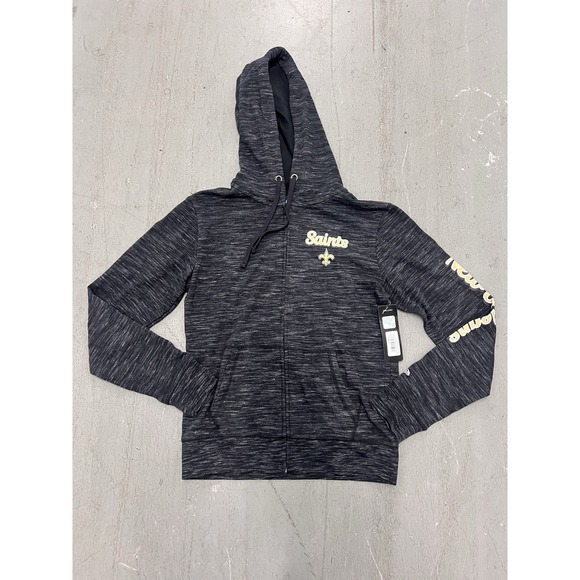 New Orleans Saints Womens Size Medium Full Zip NFL Official Hoodie Heather Black - Picture 1 of 9
